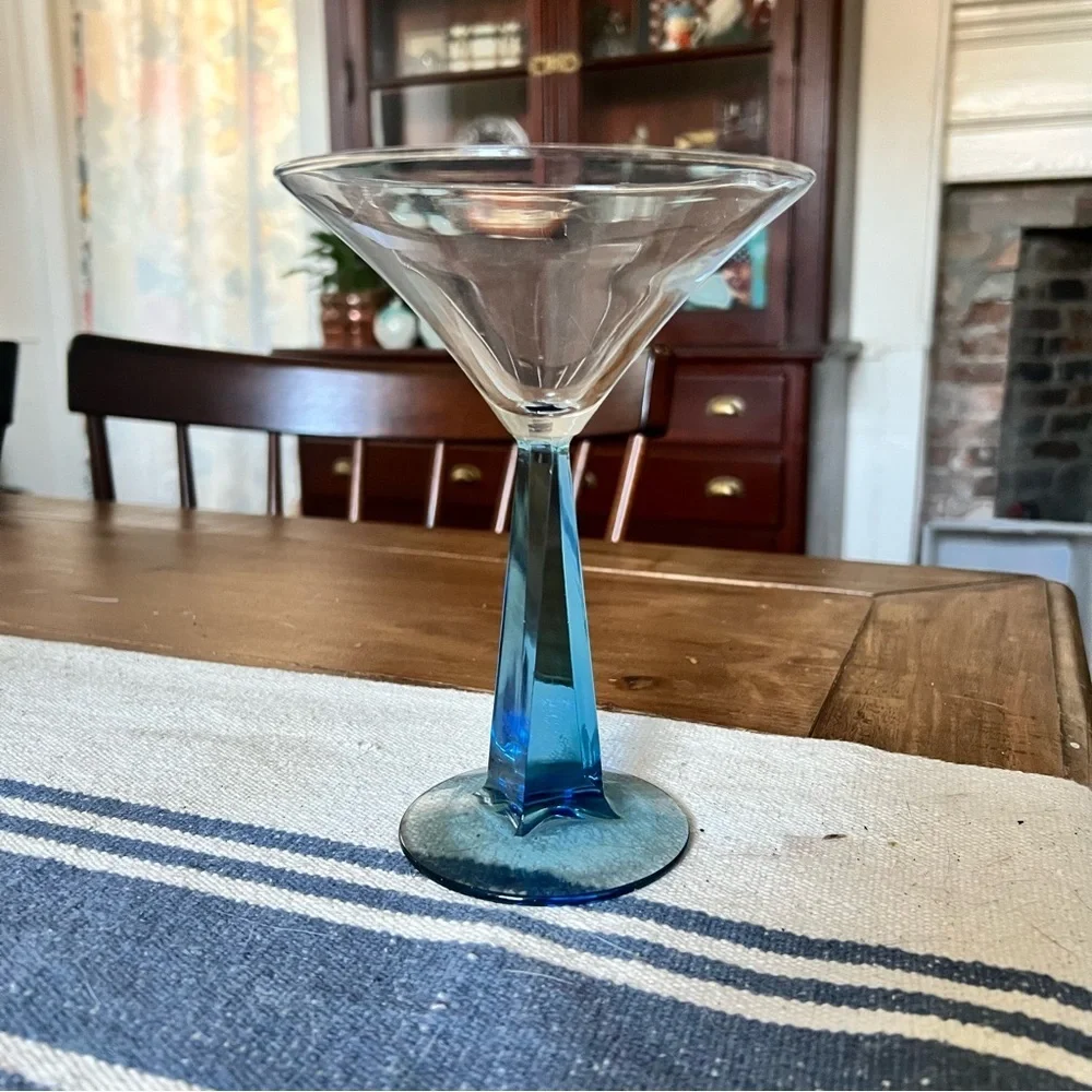 Bombay Sapphire Gin Collector Blue Twist Stem Martini Glass Star Trek Chic Y2K